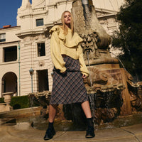 Yellow Ruffle Detail Cropped Sweater