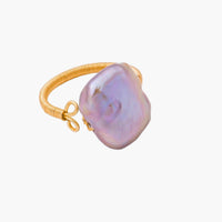 24K Gold Filled Baroque Freshwater Pearl Solitaire Ring