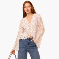 Lace Bell Sleeve Blouse
