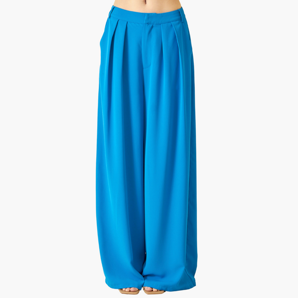 Lapis Pleated Wide Leg Trousers