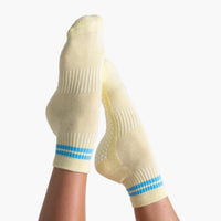 Cali Quarter Striped Pilates Grip Socks