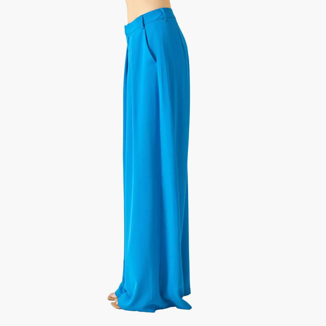 Lapis Pleated Wide Leg Trousers