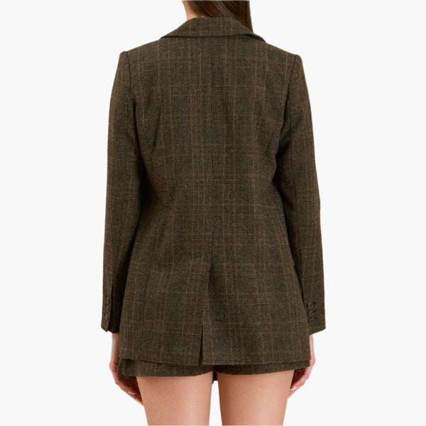 Dark Mocha Plaid Blazer