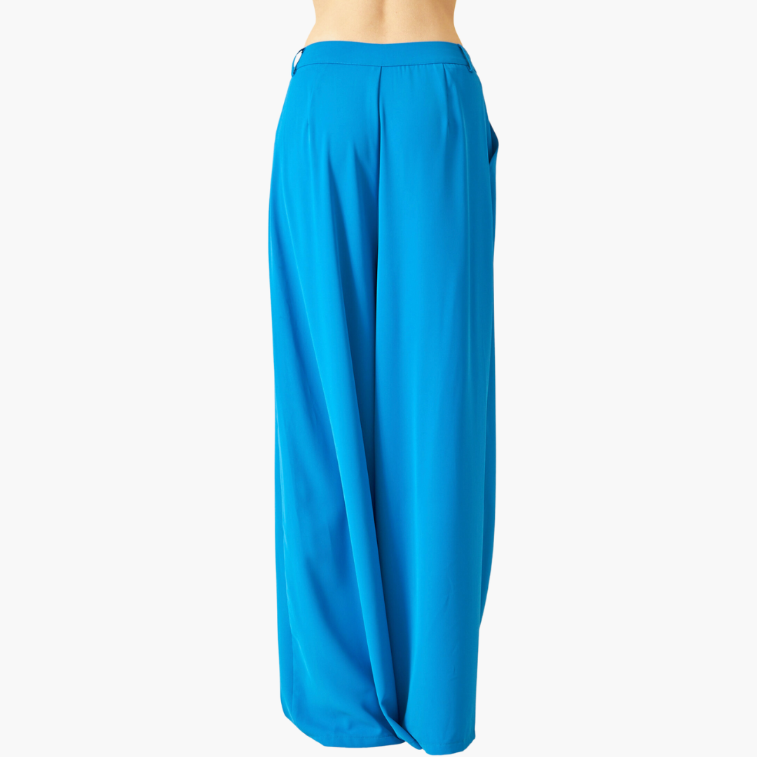 Lapis Pleated Wide Leg Trousers