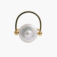 Elegant Pearl Button Ring