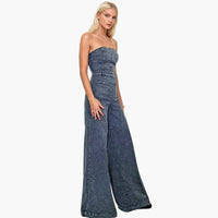 Boho Mineral Wash Denim Jumpsuit