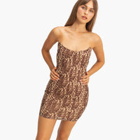 Leopard Print Strapless Bodycon Mini Dress