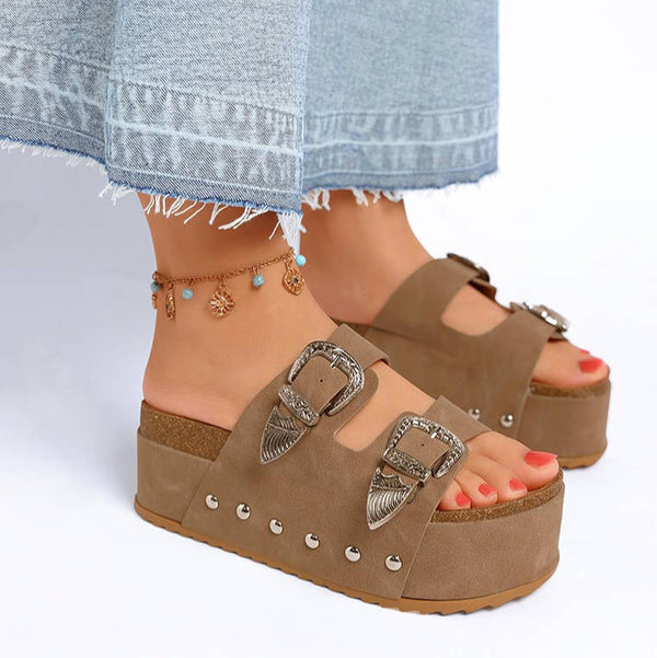 Zaphod Faux Leather Flatform Slip Ons