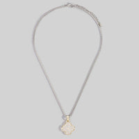 Gold Dipped Two Tone Pave Clover Pendant Necklace