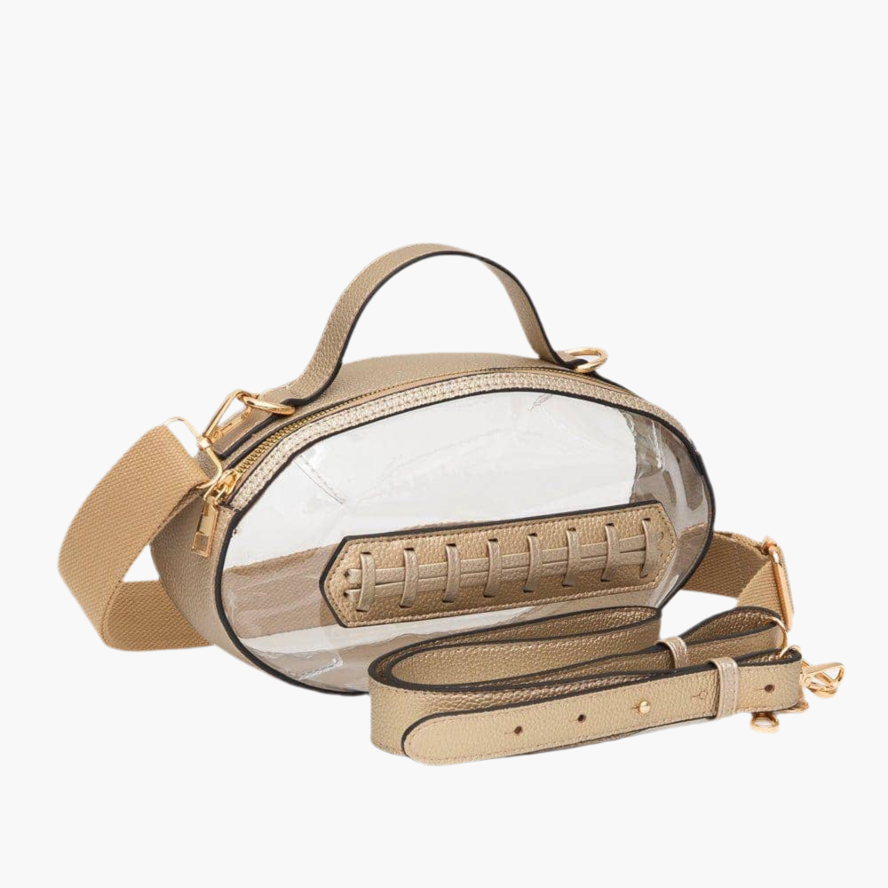 Clear Gameday Football Stitch Detail Crossbody Bag