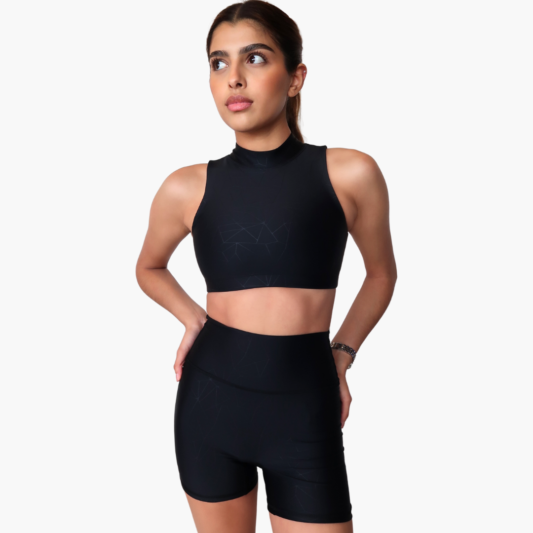 Maria Bra Maria Mock Neck Sports Bra in Geometric Embossed Nylon – Culture ...
