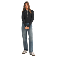 Black Collard Contrast Stitch Sweater