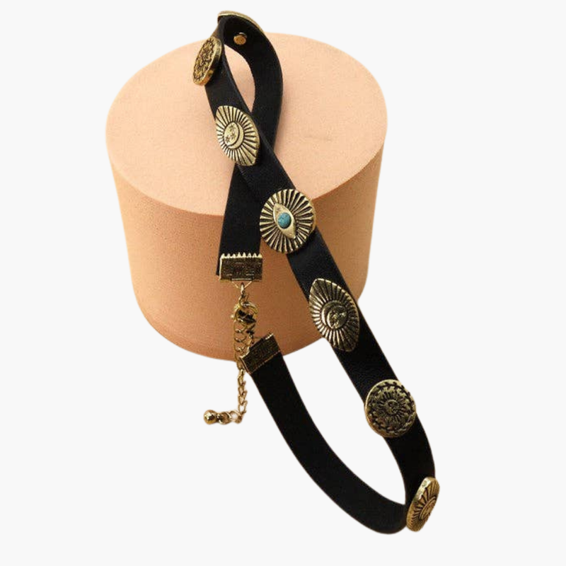 Celestial Faux Leather Choker Necklace
