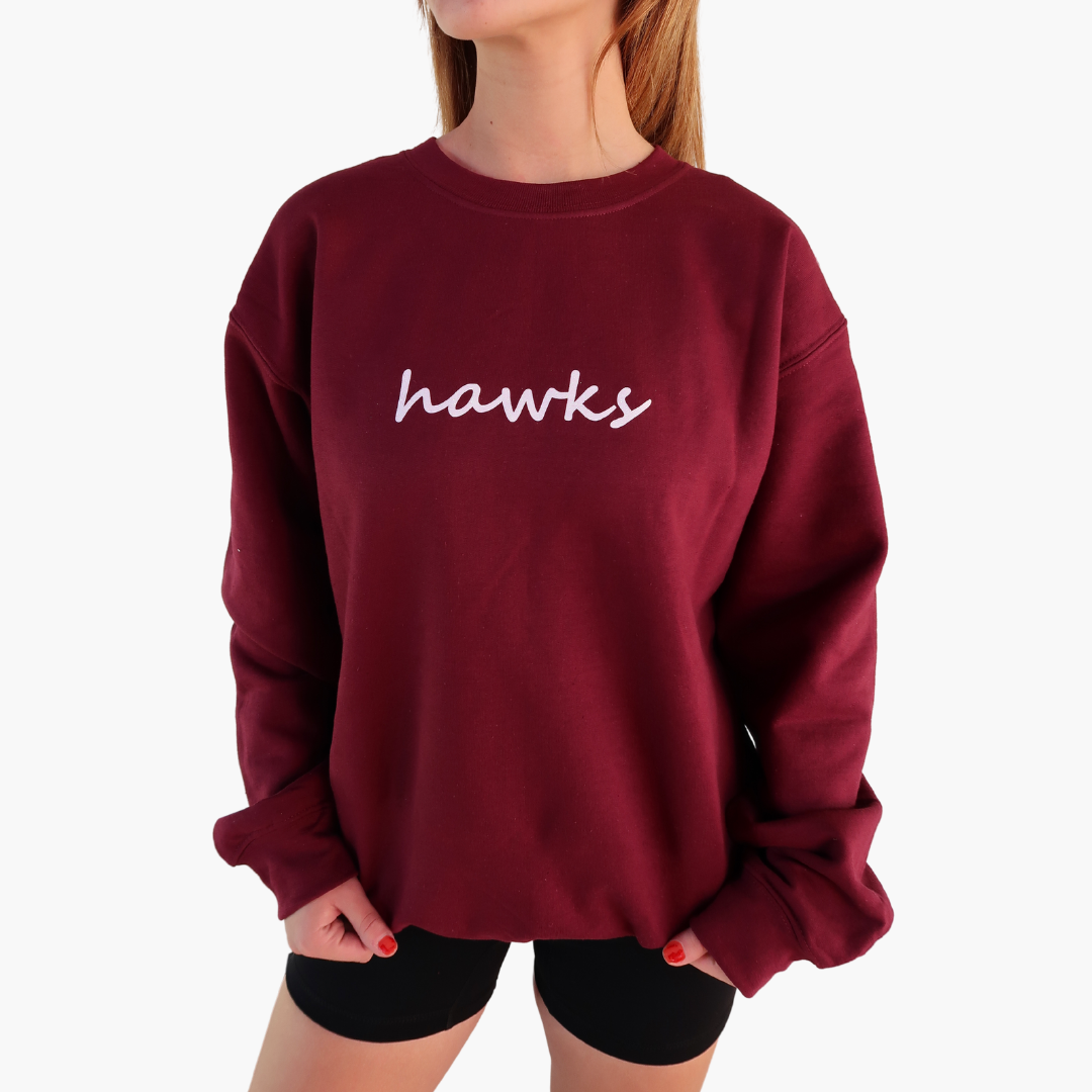 Maroon Hawks Glitter Sweatshirt