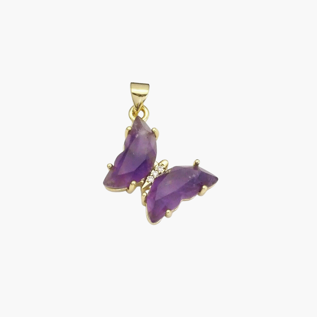 Natural Gemstone Butterfly Charm