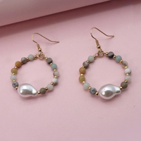 Natural Stone Beaded Drop Earring