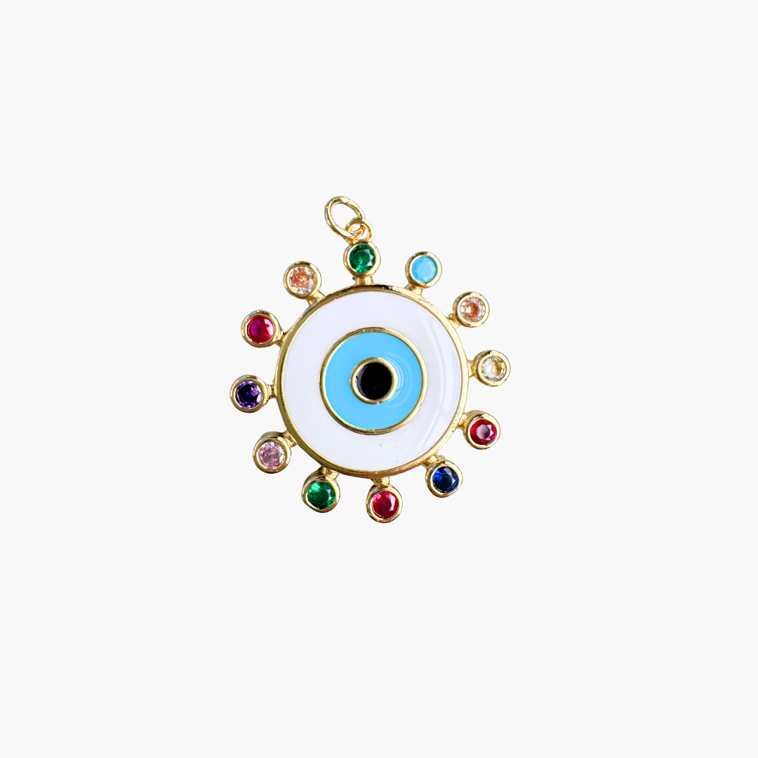 Oversized Enamel Evil Eye Studded Charm