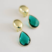 Vintage Chunky Gold and Green Statement Drop Earrings