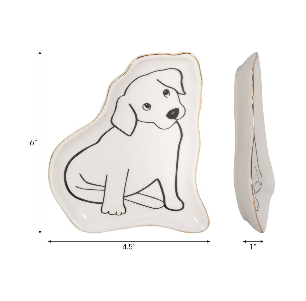 White/Black Ceramic Puppy Trinket Tray