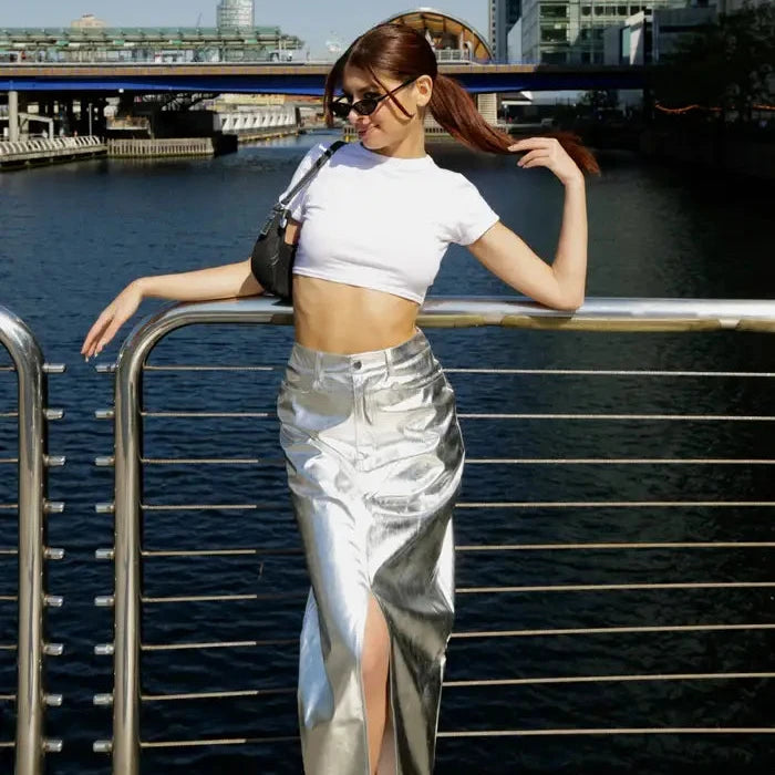 Lupe Metallic Maxi Skirt