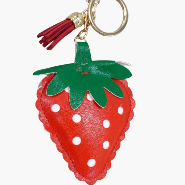 Strawberry Vegan Leather Bag Charm