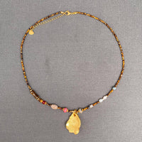 18K Gold Plated Head Stone Beaded Necklace