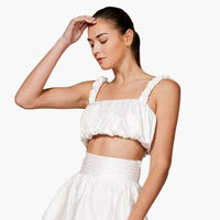 Satin Scrunched Crop Top