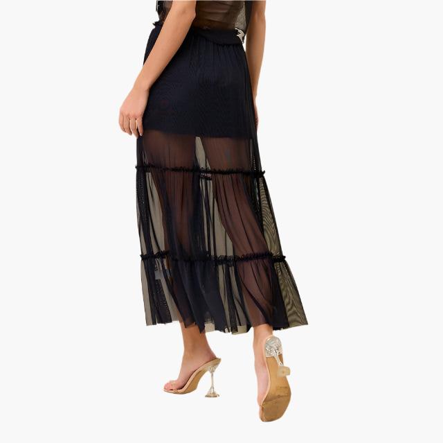 Mesh Tiered Skirt