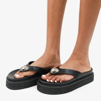 Silver Heart Platform Sandals