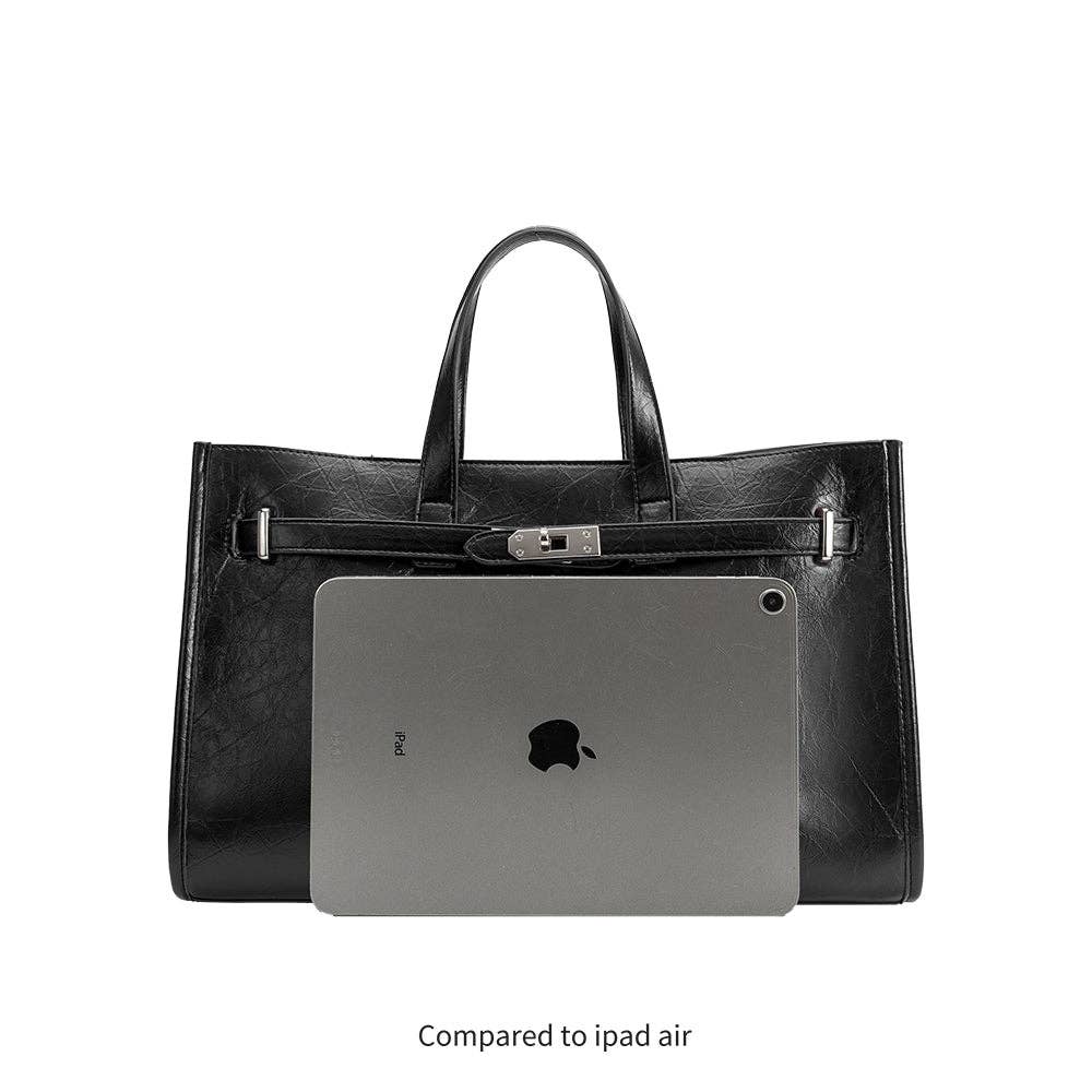 Melie Bianco Sutton Black Vegan Leather Tote Bag