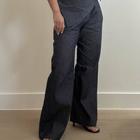 Cotton Wide Leg Pleated Pants