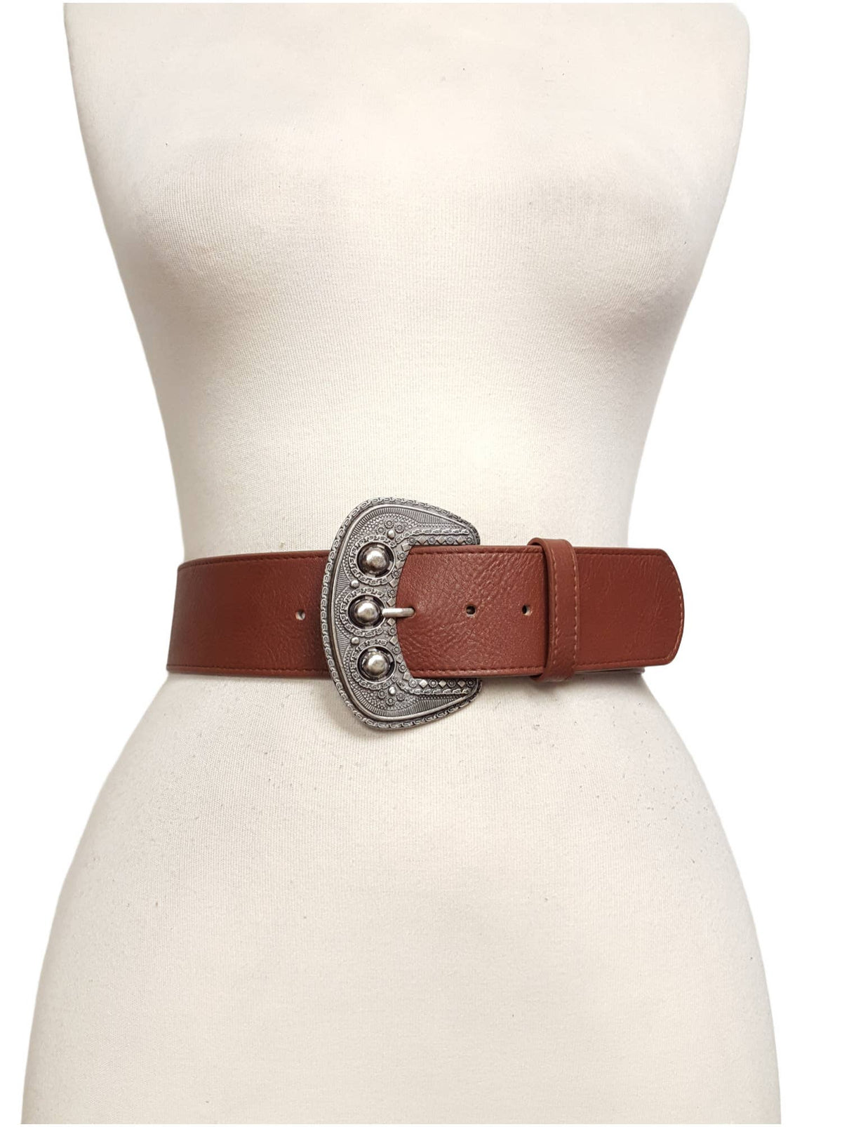 Wide Width Belt with Antique Silver Western Buckle