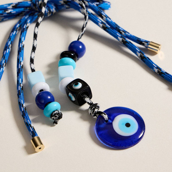 Blue Evil Eye Beaded Keychain Charm