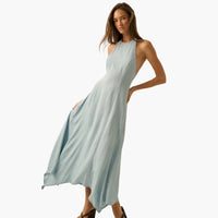Tencel Denim Halter Handkerchief Maxi Dress