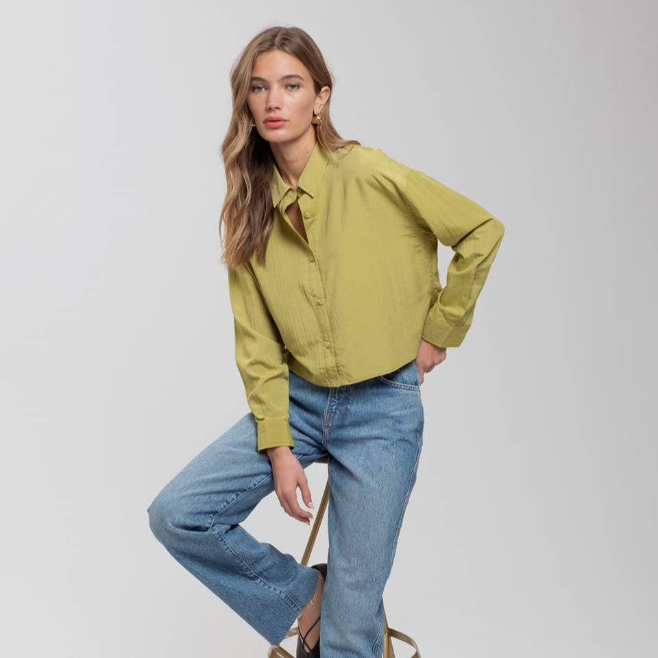 Kiwi Cropped Button Down Shirt