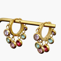 18K Gold Plated Dangle Huggie Hoop Earrings