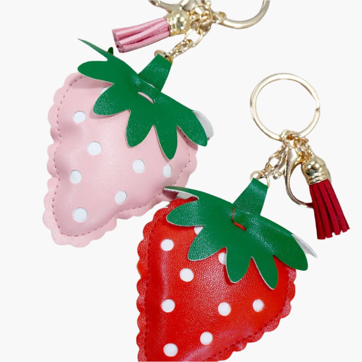 Strawberry Vegan Leather Bag Charm