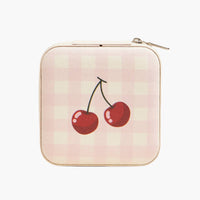 Cherry and Checker Pattern Jewelry Box -Travel Size