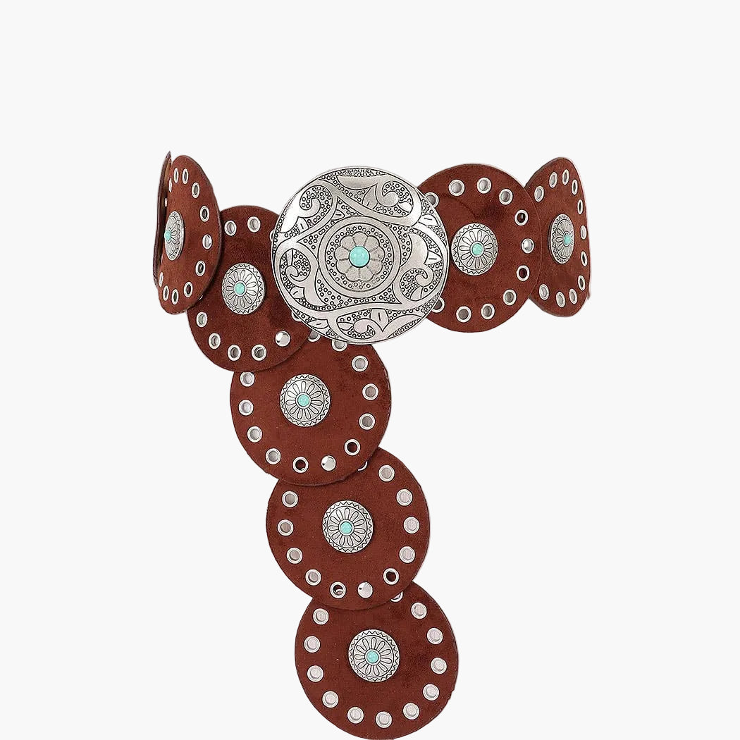 Coffee Faux Suede Disc Belt