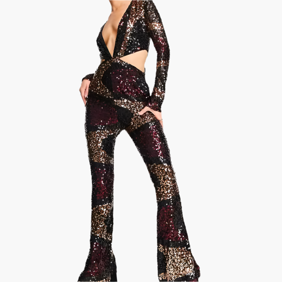 Vegas Kick Flare Sequin Jumpsuit