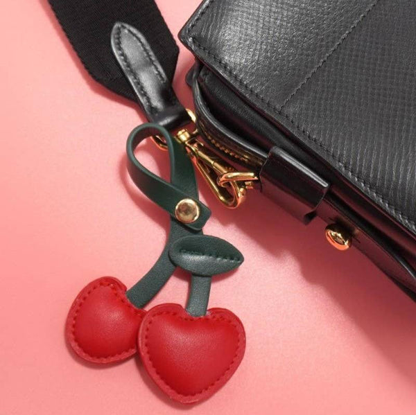 Cherry Vegan Leather Bag Charm