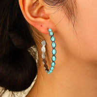 Western Turquoise Stone Hoop Earrings
