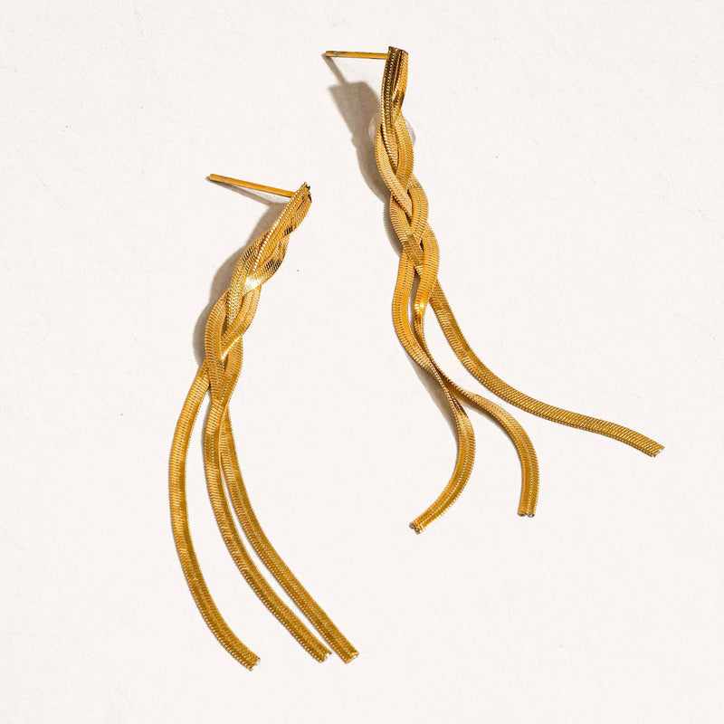 Zed 18K Gold Non-Tarnish Braided Tassel Earring