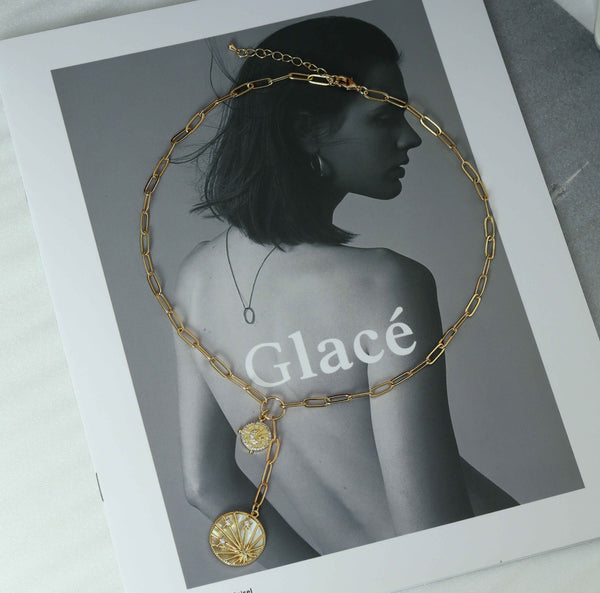 Paperclip Chain Drop Necklace with Multi Charms