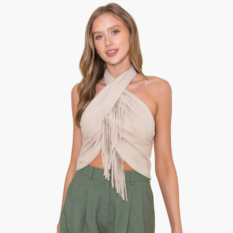 Tassel Wrap Halter Top