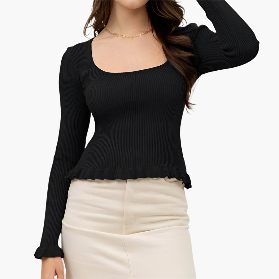 Lettuce Hem Rib Knit Top