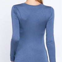 Long Sleeve Crew Neck Top Rayon Spandex Jersey Top