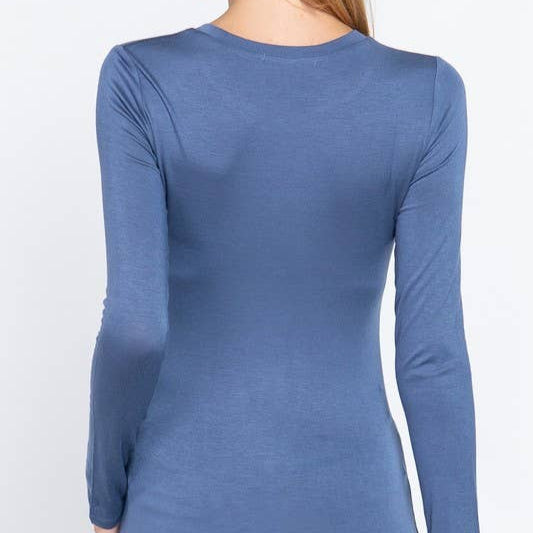 Long Sleeve Crew Neck Top Rayon Spandex Jersey Top