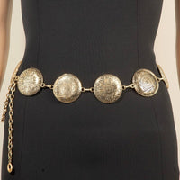 Gold Round Western Concho Engraved Discs Chain Belt