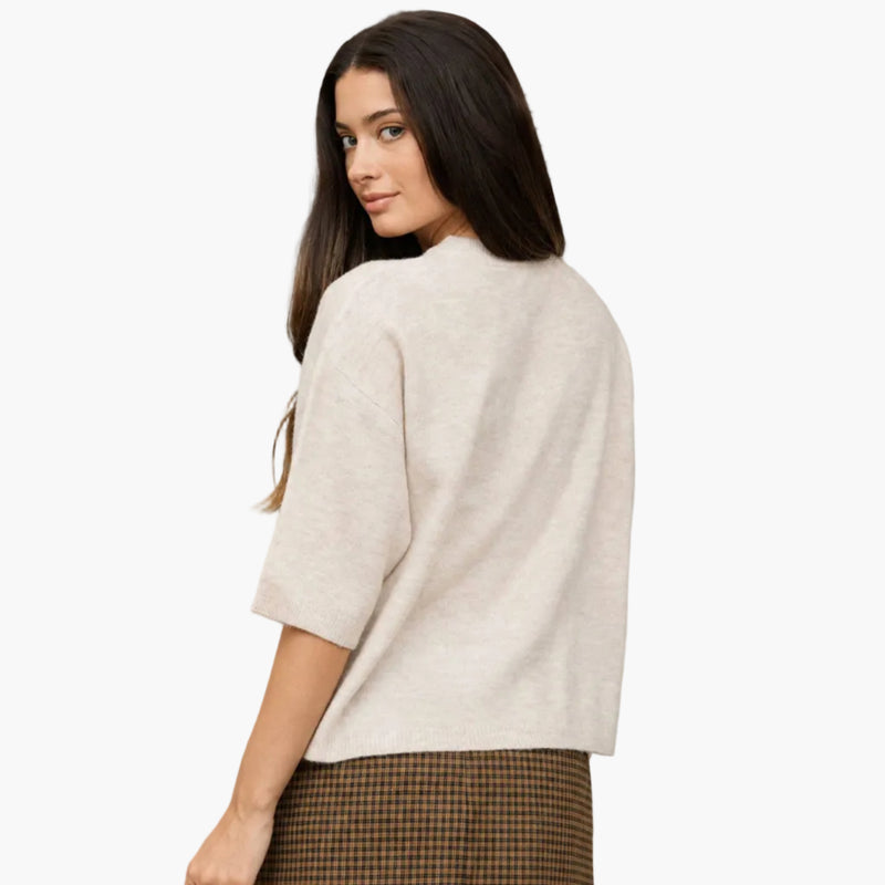 Oatmeal Heather Drop Shoulder Knit Pullover